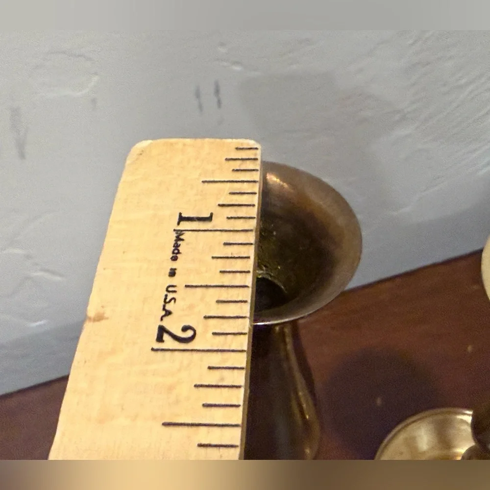 EUC Set Of 3 —2 Solid Brass Bud Vases & 1 Candleholder Made‎ in India